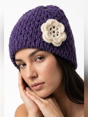 🇮🇪 RACHIN KNITWEAR | 100% Merino Wool Purple Knit Hat
